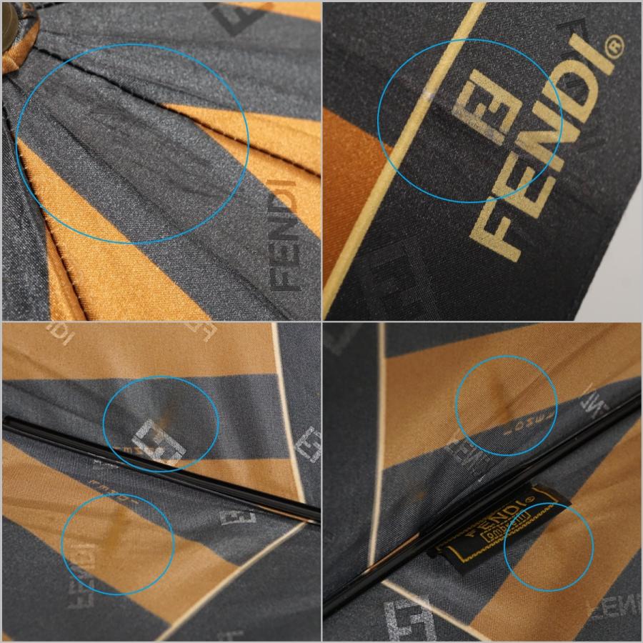 【未使用】FENDI フェンディ　ストライプ　折り畳み傘　メンズ　① FENDI（フェンディ） 傘 USED品 高級 ストライプ ブラウン ブラック