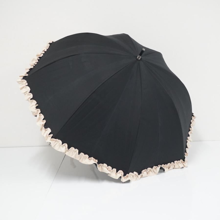 ロサブラン 完全遮光日傘 USED品 ショート フリル ベージュ×ブラック ロサブラン 完全遮光日傘 芦屋ロサブラン 日傘 USED品 ブラック