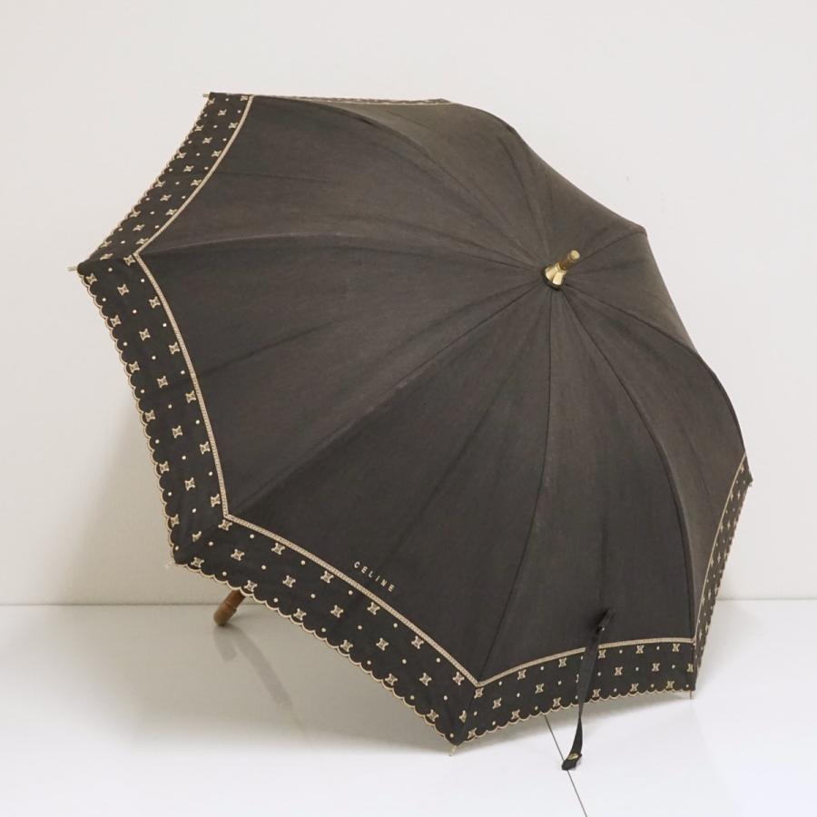 未使用　CELINE セリーヌ　マカダム総柄　日傘　ブラック CELINE（セリーヌ） 日傘 USED品 マカダム 晴雨兼用 ブラック