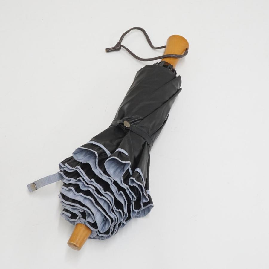 【完売品】SUN BARREIR100 ２段折 フリル / フロストブルー サンバリア100 完全遮光折日傘 USED品 2段 フリル フロストブルー