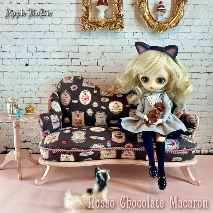 ドール チェア Rosso Chocolate Macaron・ロッソ チョコレート マカロン ブライス サイズ 1/6 ドール用 二人掛けソファ 椅子｜witches-kitchen｜02