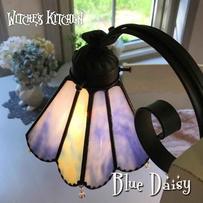 ステンドグラス ランプ シャンデリア 照明 おしゃれ Blue Daisy・ブルーデージー LED対応 フラワー 蝶 4灯 ペンダントライト｜witches-kitchen｜03