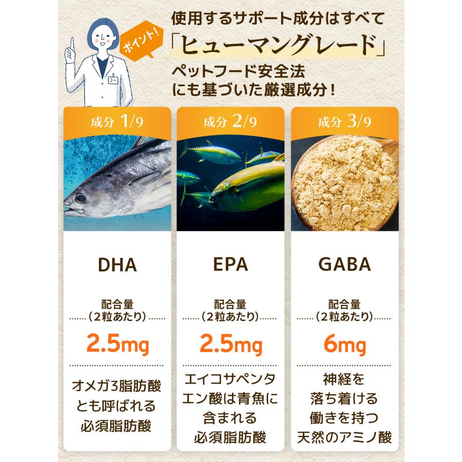 犬 認知症 サプリ DHA EPA 亜麻仁油 フェルラ酸 イチョウ葉 ビタミンE ビタミンB12 オメガ3 犬猫 シニア犬 不安 夜鳴き 徘徊（毎日一緒） |  | 02