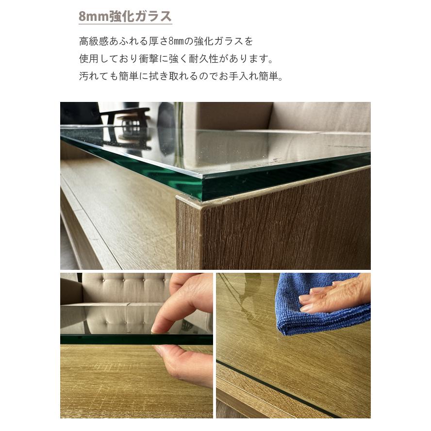 テーブル センターテーブル 引出し付き メラミン化粧板 ガラステーブル リビングテーブル おしゃれ 北欧 収納 引き出し シンプル スリム ct006 | With：）SOFA | 05
