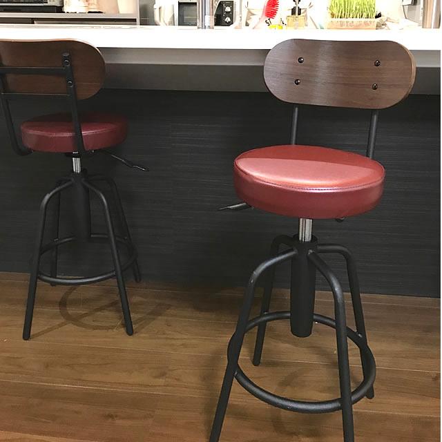 2つセット　家具　TAM カウンター　チェア 木製 回転 座面昇降 椅子　カフェ カウンターチェア カウンターチェアー 木製 背もたれ付き