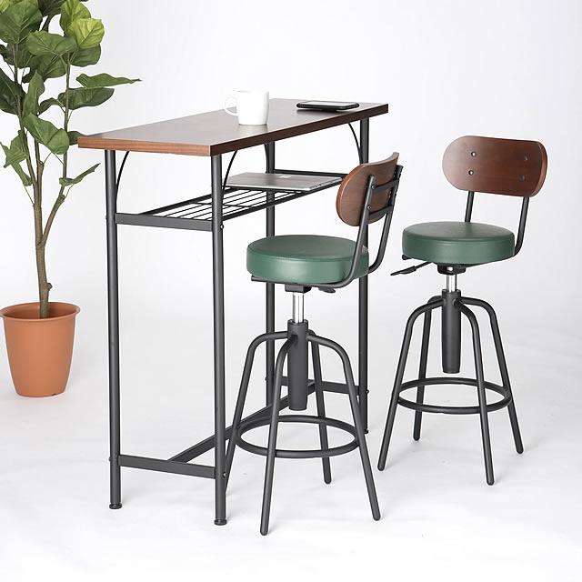 タム／カウンターチェア　バーチェア　ブラックレザー　昇降 タムチェア TAM-3 バーチェア カウンターチェア モダン レトロ