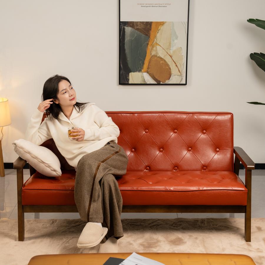 With：）SOFA（ウィズソファ） ソファ 3人掛け 木肘付き ファブリック