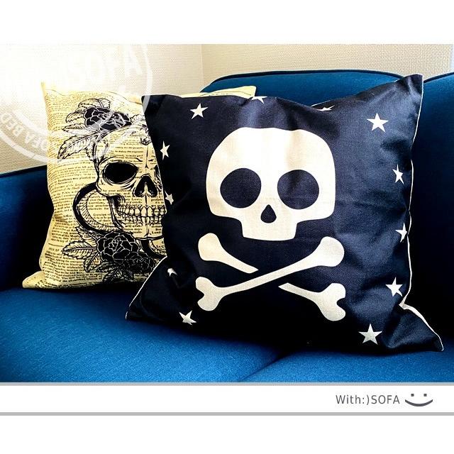 With：）SOFA 期間限定特価 クッション 抱き枕 スカル ドクロ