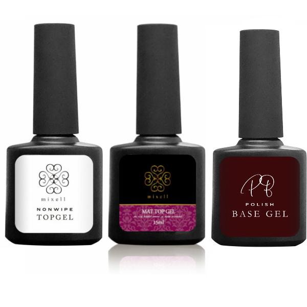 ジェルネイル 爆買い新作 ノンサンディングベースジェル ノンワイプトップジェル ノンワイプマットトップジェル お好きな商品3個セット販売 0 15ml