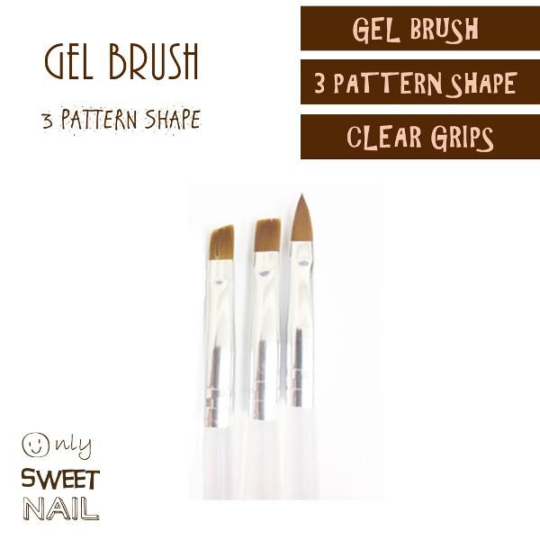 149円 正規品スーパーsale 店内全品キャンペーン ジェルネイル ブラシ ３本セット フラット フレンチ オーバル 2