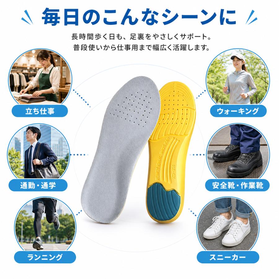 インソール 衝撃吸収 低反発 中敷き 疲れにくい 立ち仕事 ランニング ウォーキング スニーカー用 男女兼用 送料無料 爆買 | withBambi | 06