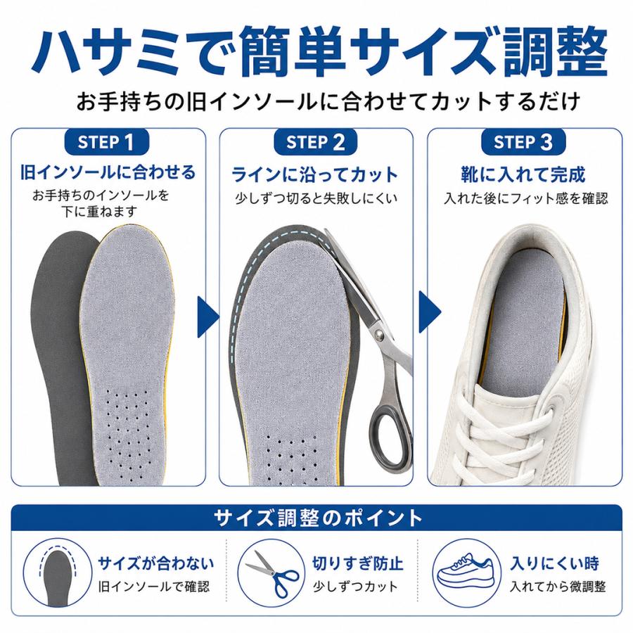 インソール 衝撃吸収 低反発 中敷き 疲れにくい 立ち仕事 ランニング ウォーキング スニーカー用 男女兼用 送料無料 爆買 | withBambi | 07