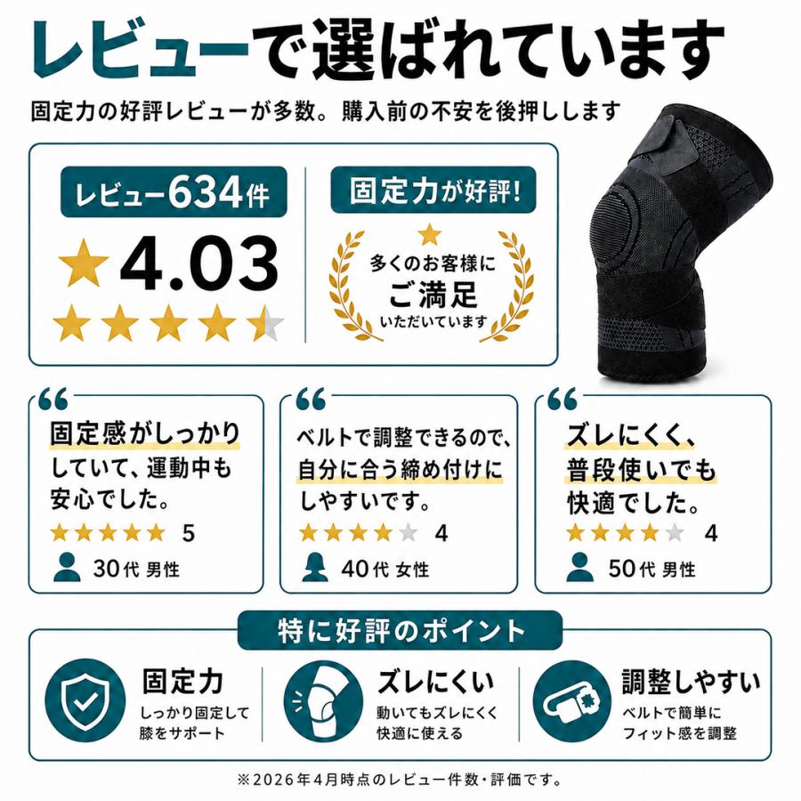 withBambi 膝サポーター 薄手 スポーツ用 大きいサイズ対応 固定ベルト 