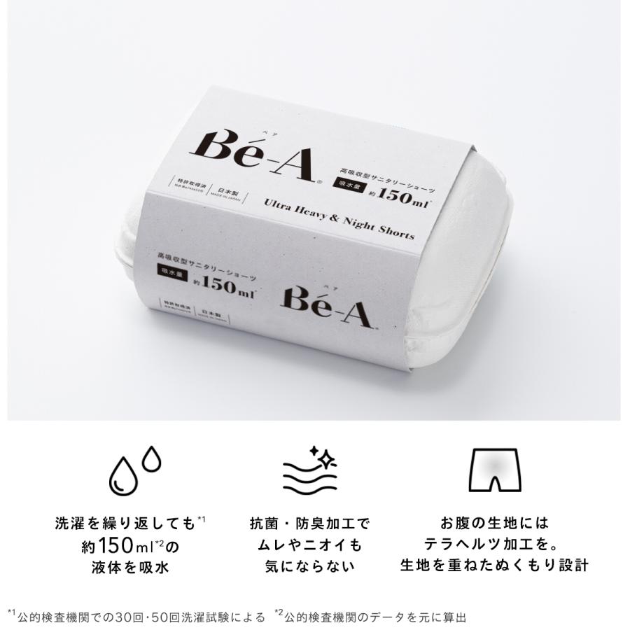 Be-A 吸水ショーツ 150ml サニタリーショーツ 多い日用 夜用 ブラック