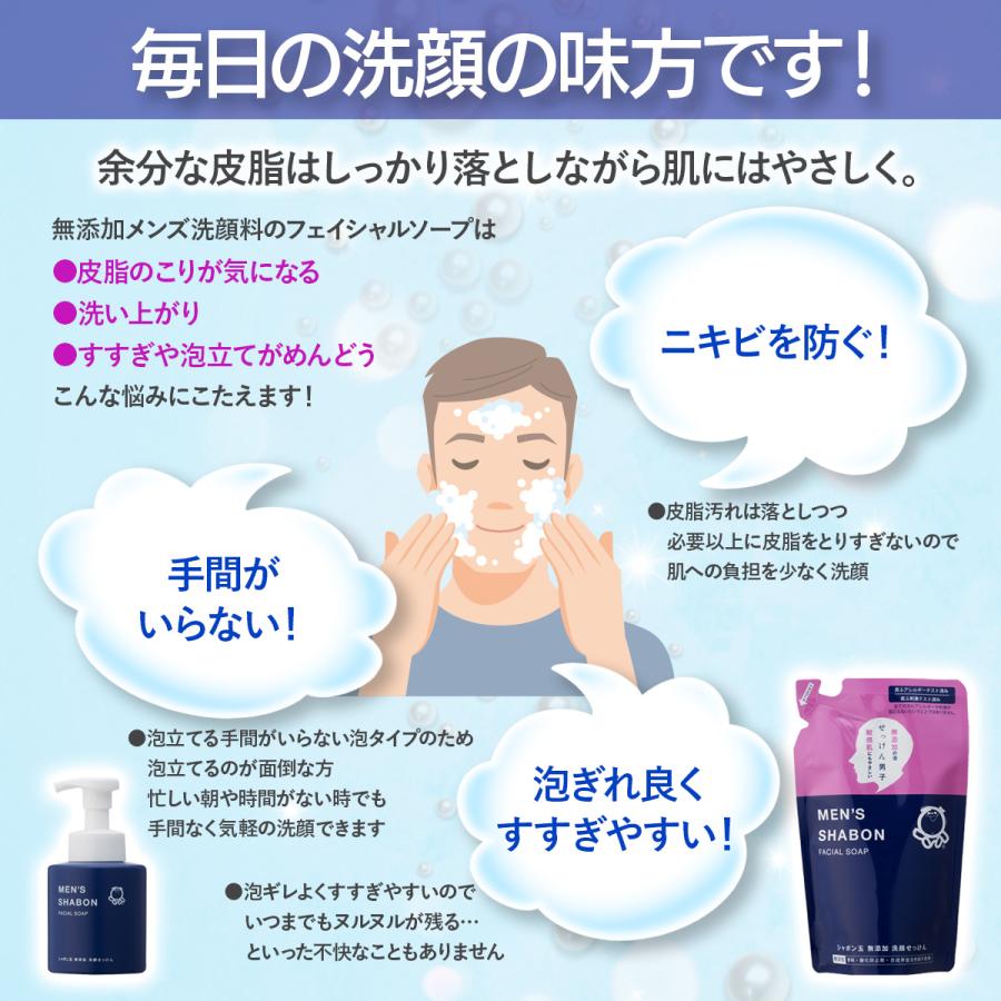 シャボン玉石けん メンズシャボン フェイシャルソープ つめかえ用 250mL | シャボン玉石けん | 05