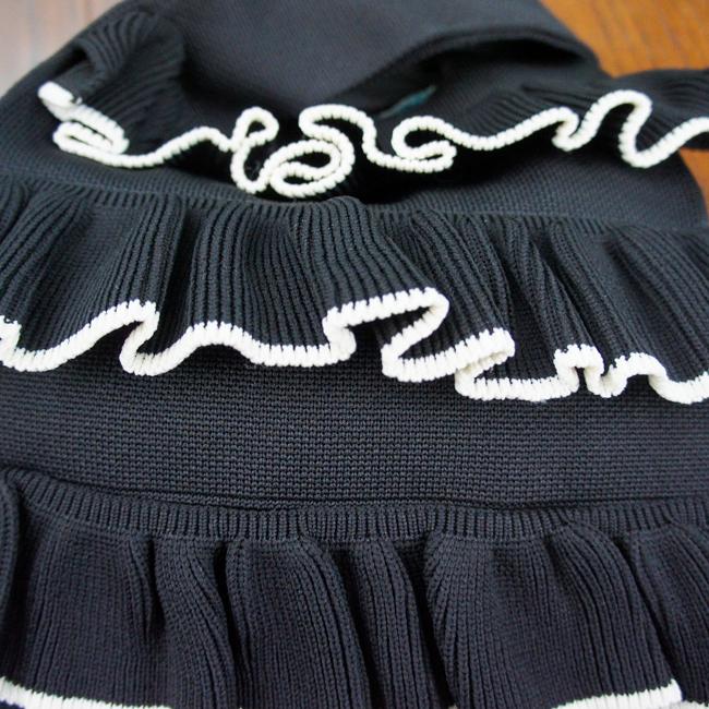 ニットバッグ フリル リボン ガーリー ロマンチック かわいい ベージュ