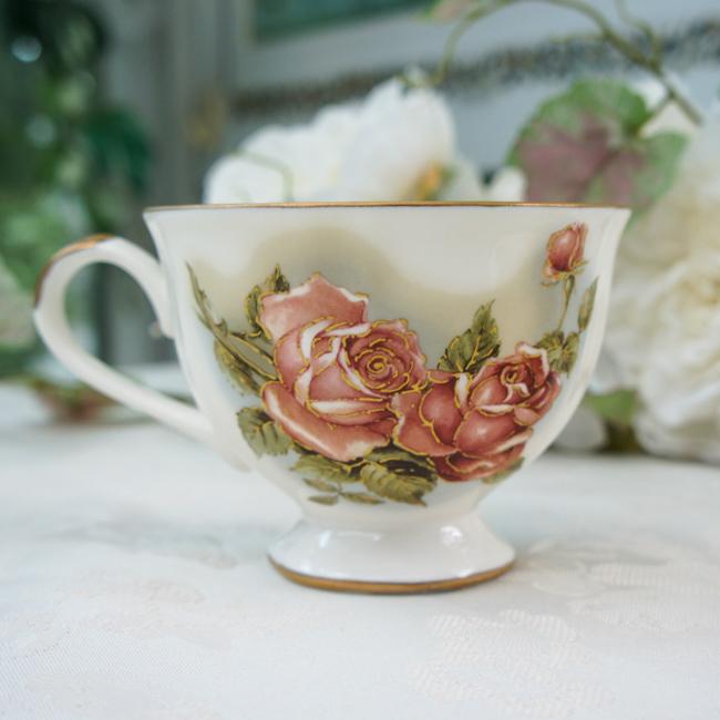 カップソーサー ゴールドローズ 高台 ティーカップ おしゃれ 薔薇と
