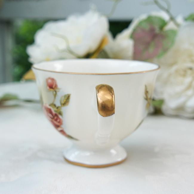 カップソーサー ゴールドローズ 高台 ティーカップ おしゃれ 薔薇と