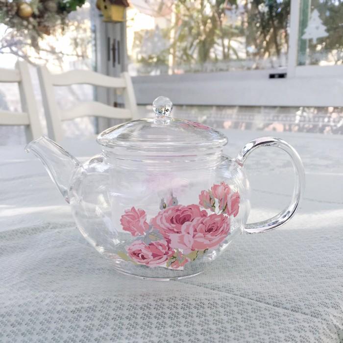 ティーポット 耐熱ガラス 茶漉し付き ローラアシュレイ Laura Ashley 薔薇 ローズ ピンク 花柄 ハーブティー E 987 218 Withheart 通販 Yahoo ショッピング