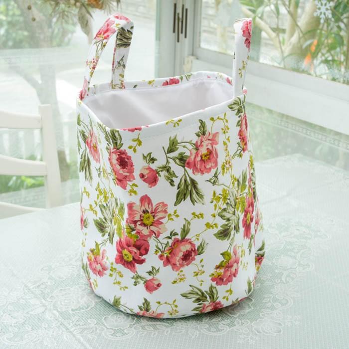 専用　布バスケット ランドリーバッグ ローズ 薔薇 ソフトバスケット 布製 収納 ピンク