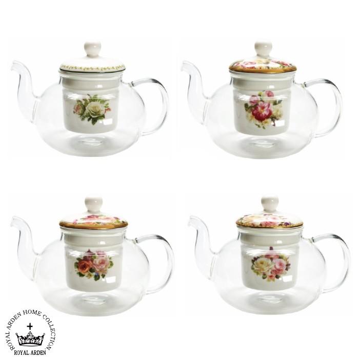 耐熱ガラスティーポット ロイヤルアーデン 茶漉し付き エレガント 薔薇 花柄 ローズ Royal Arden P 375 Withheart 通販 Yahoo ショッピング