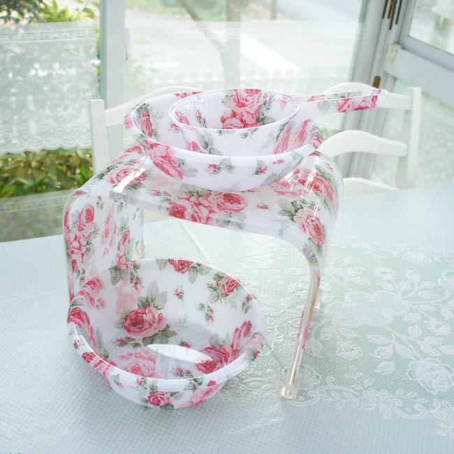 お風呂椅子 バスチェア 高さ約25.5cm アクリル ルーシー 薔薇 ローズ