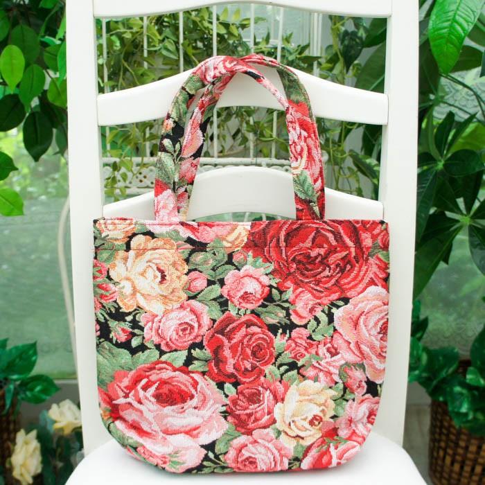 カテドラルウィンドウ フリルトートバッグ リバティ ローズエレン 手刺繍薔薇 トートバッグ ゴブランローズ ニュービレローズ レガートローズ