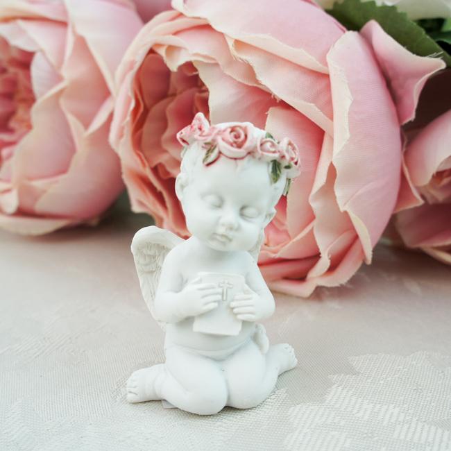 お座りエンジェルオブジェ 4種セット 天使 置物 オブジェ 薔薇とレース