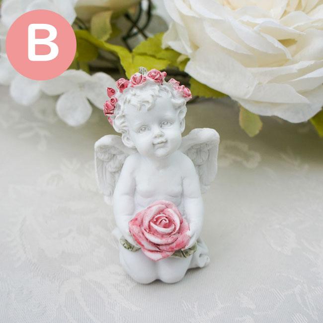ローズエンジェル ハート・ローズ 天使 置物 オブジェ 薔薇とレースと