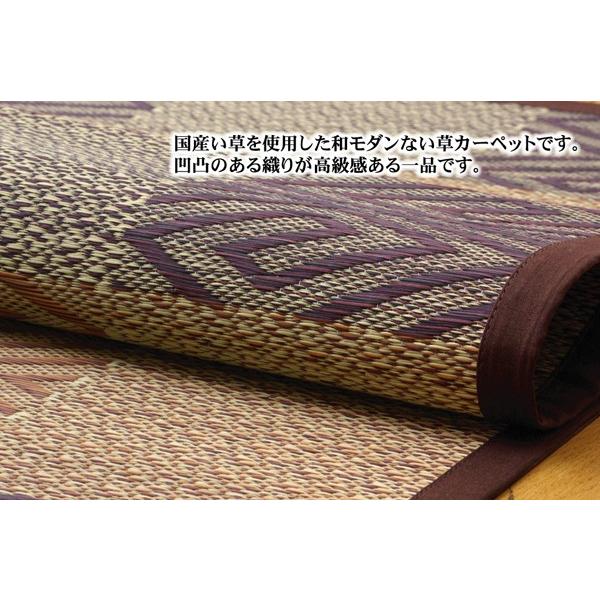 純国産 い草花ござカーペット 江戸間2畳（約174×174cm） ブラウン 五風