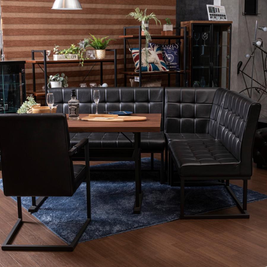 アイアンチェア ベンチ ダイニング アイアン レザー 幅116cm ブラック ダイニング