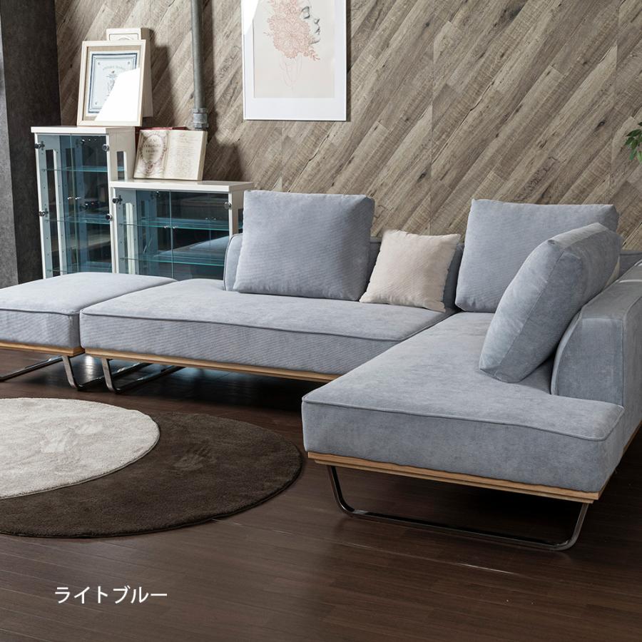 ソファ 2人掛け カウチソファ 幅150cm ファブリック クッション付き 木