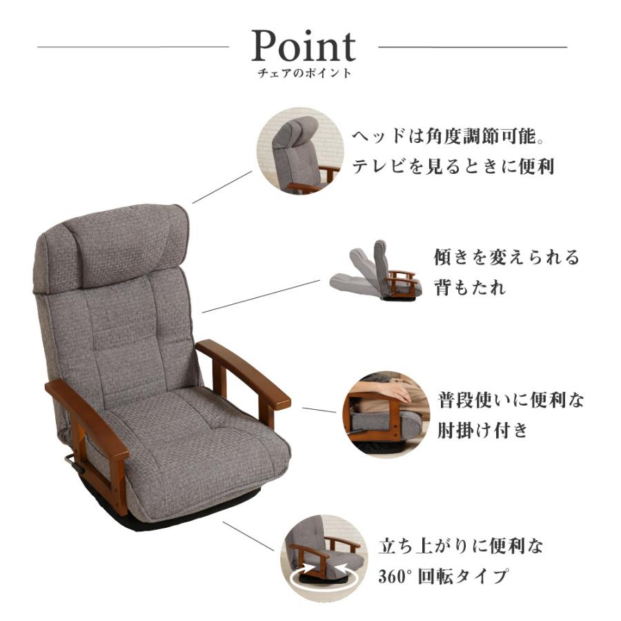 座椅子 肘掛け 回転 コンパクト リクライニング ハイバック おしゃれ