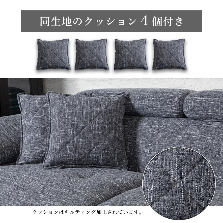 グレー コーナーソファ ファブリック 5クッション付き グレー コーナーソファ ファブリック 5クッション付き