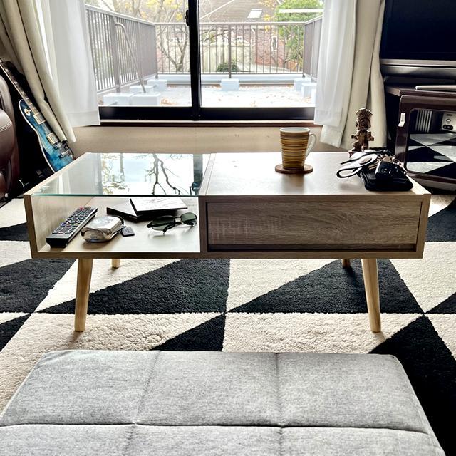 テーブル センターテーブル 引出し付き ローテーブル センター リビングテーブル おしゃれ 北欧 収納 引き出し コンパクト スリム ct002 | With：）SOFA | 05