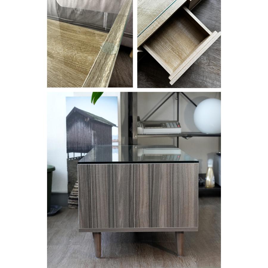 テーブル センターテーブル 引出し付き メラミン化粧板 ガラステーブル リビングテーブル おしゃれ 北欧 収納 引き出し シンプル スリム ct006 | With：）SOFA | 19