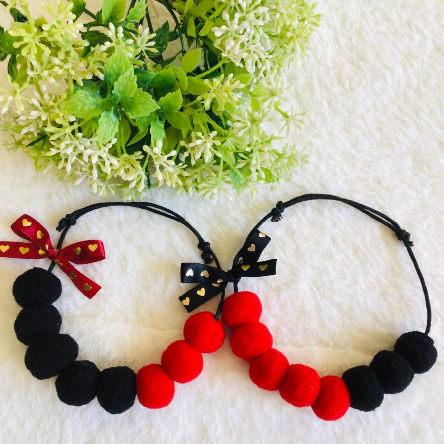 犬 猫 ハート チョーカー バレンタイン ハンドメイド ボールネックレス