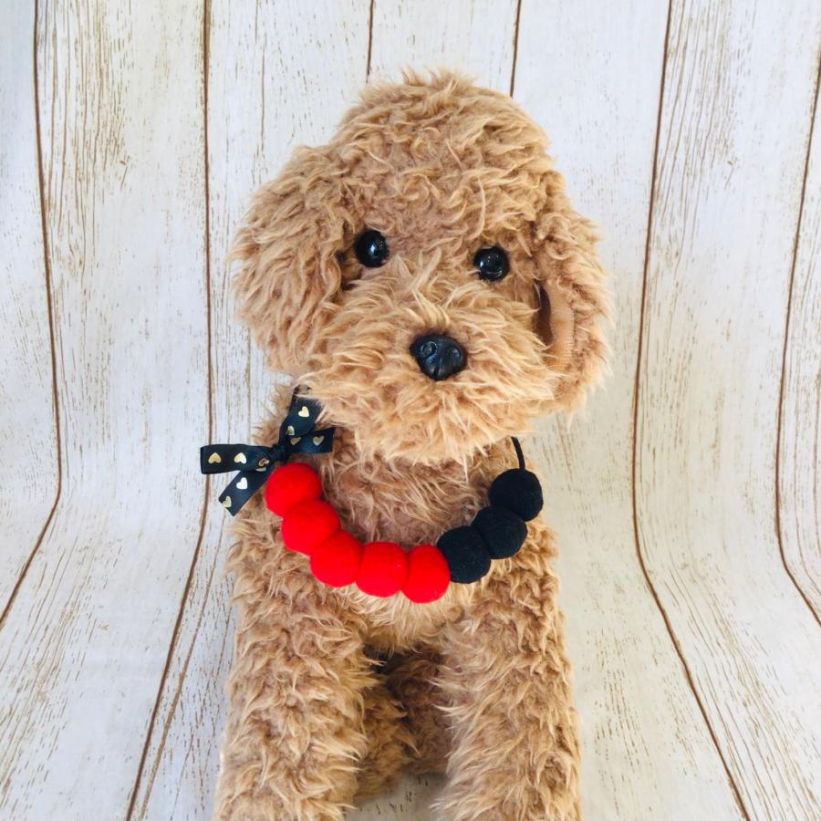 犬 猫 ハート チョーカー バレンタイン ハンドメイド ボールネックレス