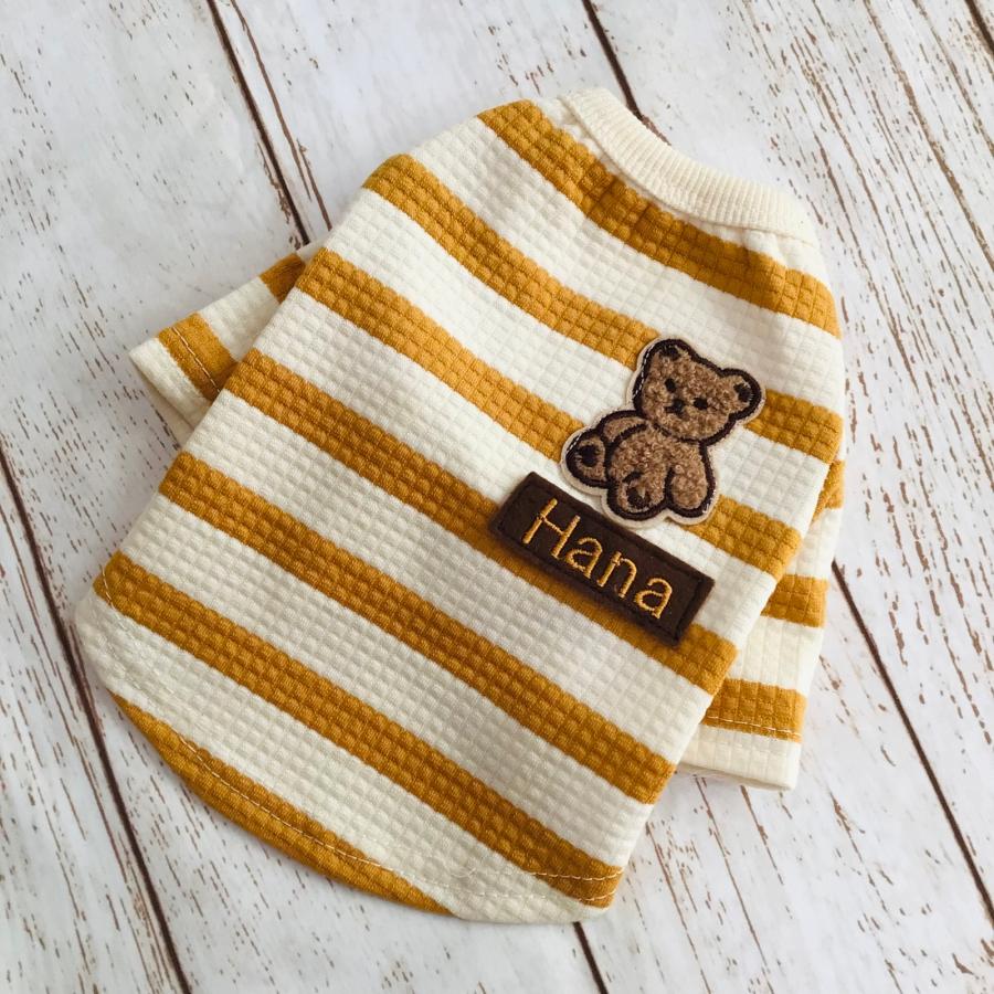 犬 服 ハンドメイド 名前入り 刺繍 ワッフル Tシャツ 名入れ