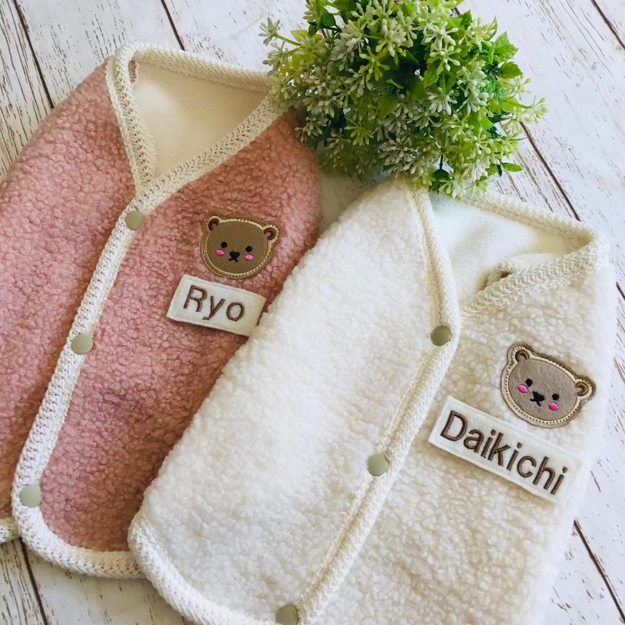 犬 服 ハンドメイド 名前入り 刺繍 ベスト 重ね着 防寒 名入れ 背中