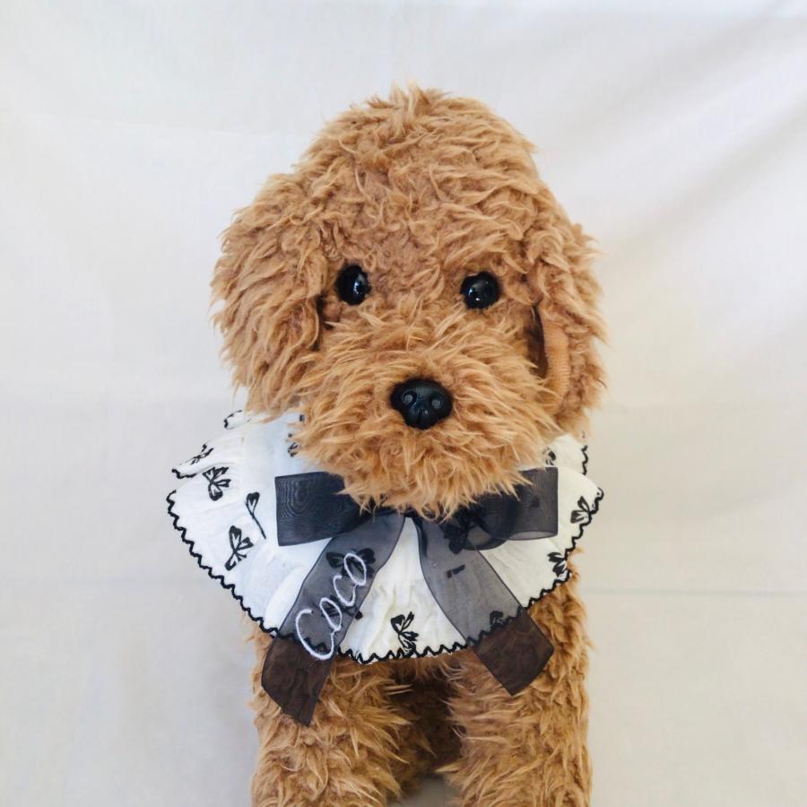犬 名前入り スタイ つけ襟 バンダナ ケープ ハンドメイド 韓国風 刺繍