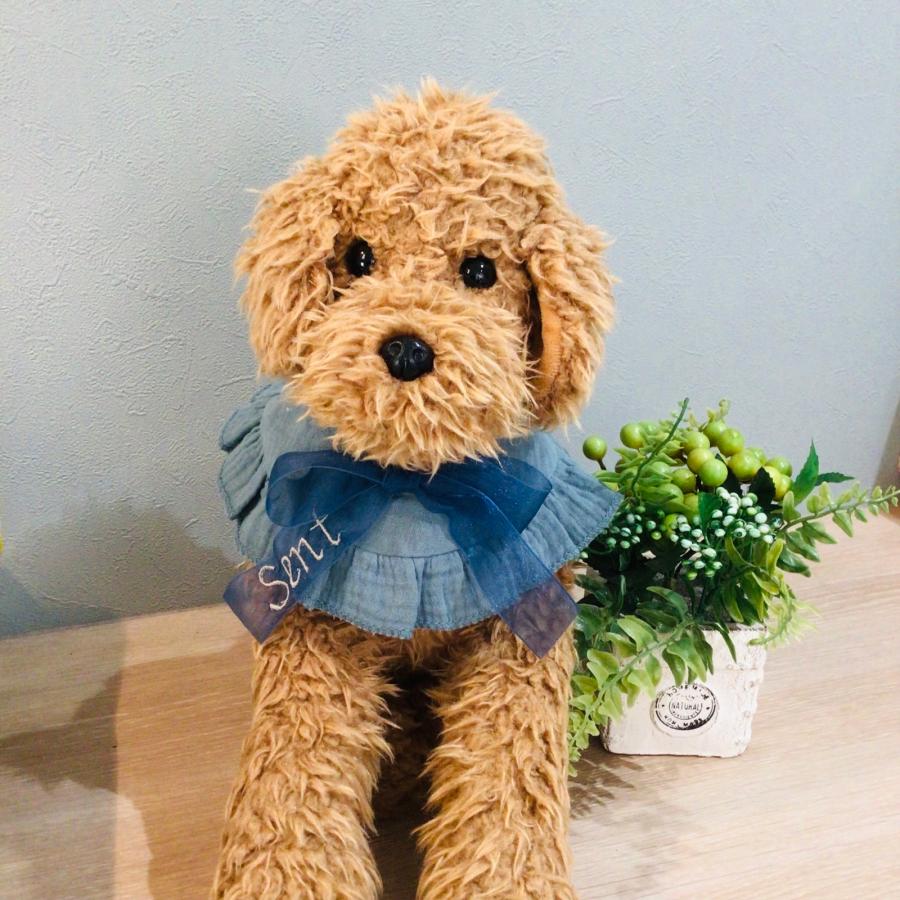 犬 名前入り スタイ つけ襟 バンダナ ケープ ハンドメイド 韓国風 刺繍