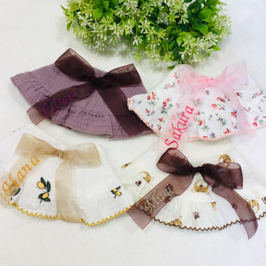 ペット用うちの子お名前スタイハンドメイド♡ 犬 スタイ うちの子 名前入り つけ襟 バンダナ ビブ ケープ