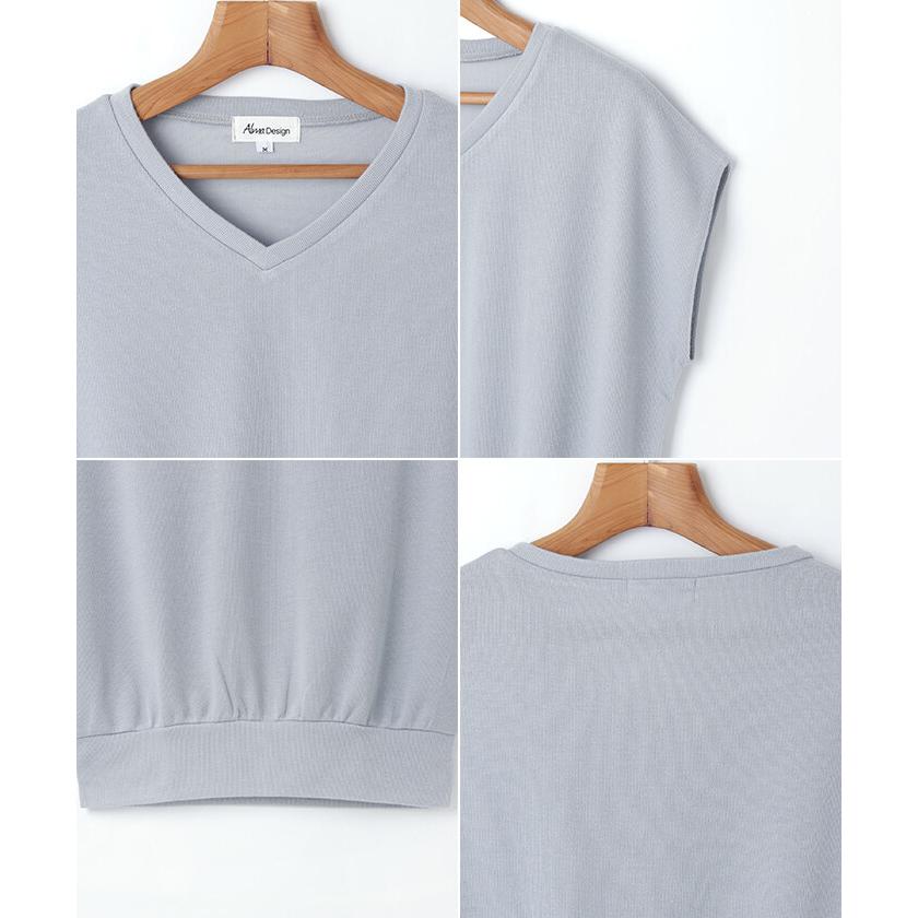 カットソー Vネックフレンチスリーブ半袖カットソー Tシャツ トップス
