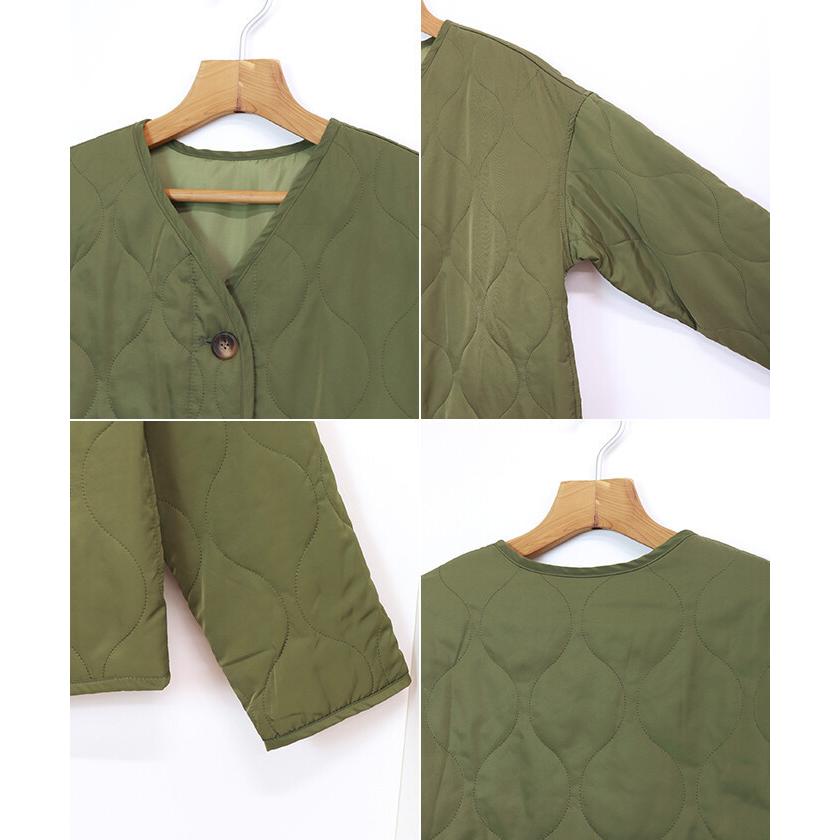 ノーカラーウェーブキルティングジャケット レディース キルトジャケット ミリタリー ポケット付き 秋冬春 カジュアル きれいめ カジュアルクロージング With 通販 Yahoo ショッピング