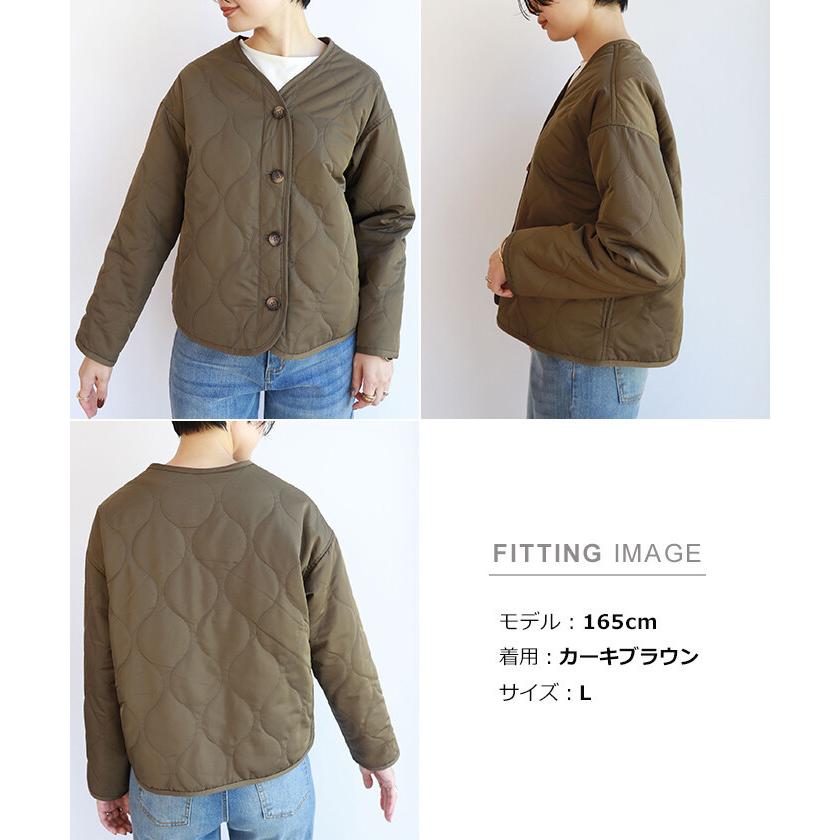 ノーカラーウェーブキルティングジャケット レディース キルトジャケット ミリタリー ポケット付き 秋冬春 カジュアル きれいめ カジュアルクロージング With 通販 Yahoo ショッピング