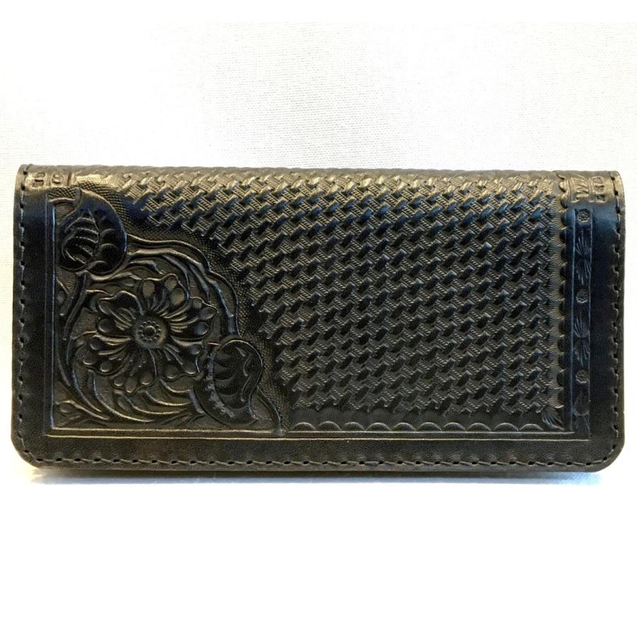 ロング・ウォレット（黒革／カービング） : WIZARD LEATHER - 通販