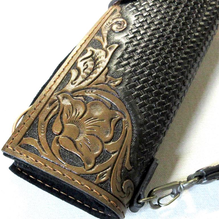 本革製スティック・ケース（カービング／黒革） : WIZARD LEATHER