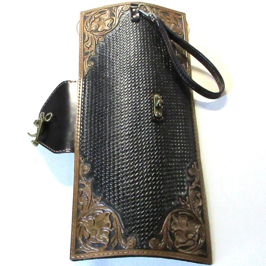 本革製スティック・ケース（カービング／黒革） : WIZARD LEATHER