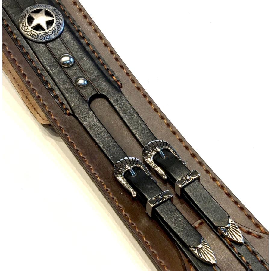 ギターストラップ　本革3mm厚　117〜130cmウエスタンバックル ギターストラップ 本革3mm厚 ウエスタンバックル 117〜130cm シルバー